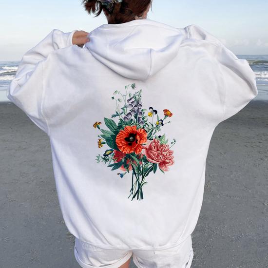 Sweatshirt Femme Ligne Art Esthétique Motif Fleurs - Style Minimaliste