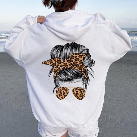 Messy Bun Mom Leopard Messy Hair Bun Moms Life Cool Cheetah Women